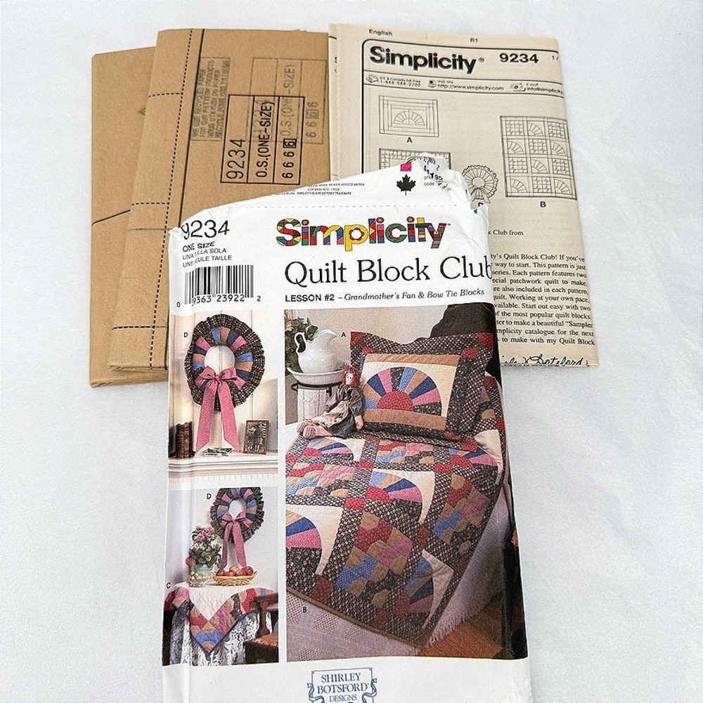 2000 Simplicity Sewing Pattern 9234 Quilt Block Grandmother & Bow Tie UNCUT VTG